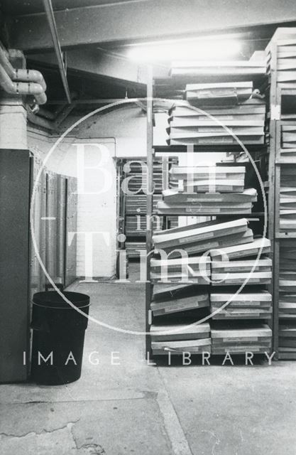 Bath Municipal Lending Library, Bridge Street - basement storage area 1990 prior move to Podium