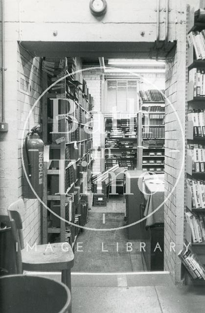 Bath Municipal Lending Library, Bridge Street - 'machine room' storage area 1990 prior move to Podium