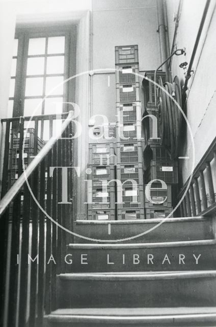 Bath Municipal Lending Library, Bridge Street - back stairs 1990 prior move to Podium