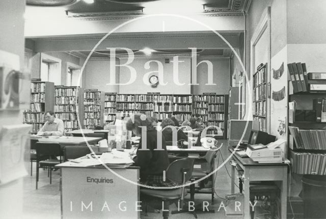 Bath Reference Library, Queen Square - enquiry desk 1990 prior to move to Podium