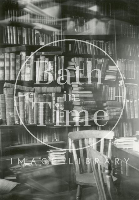 Bath Reference Library, Queen Square interior showing bookshelves 1964