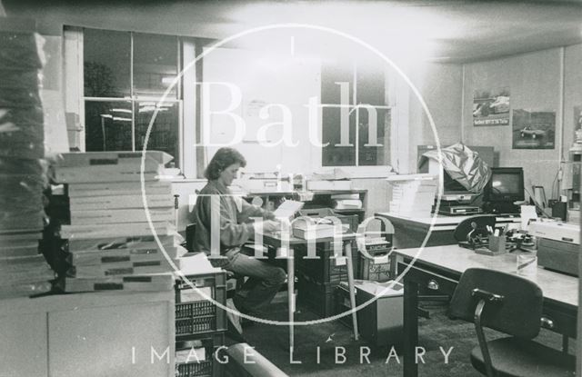 Book repairs - Sandra Davey in Bath Reference Library workroom, Queen Square 1989