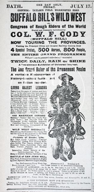 Poster advertising Buffalo Bill's Wild West Show in Bath 1903