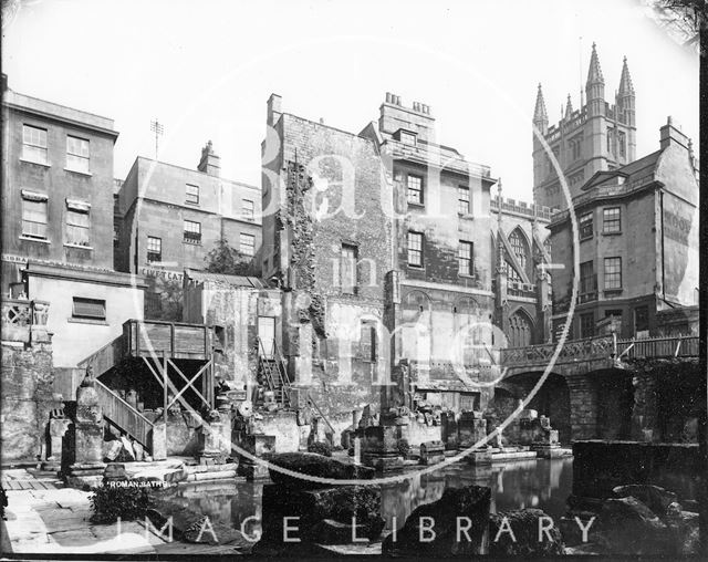 The northeast corner of the recently excavated Roman Great Bath c.1880