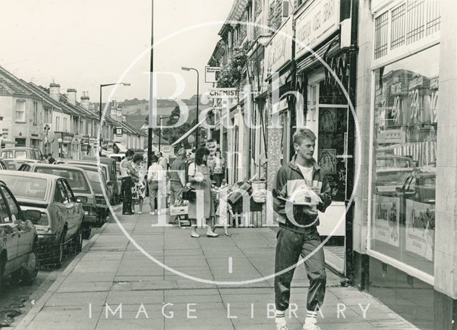 Local shops at Moorland Road, Oldfield Park, Bath 1987