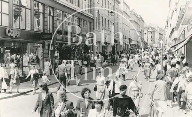 A busy shopping day on Stall Street, Bath 1984