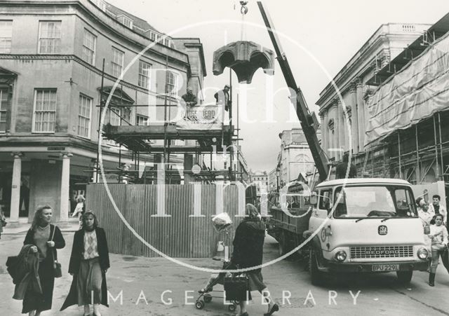 Removing the Mineral Water Fountain from Stall Street, Bath 1988