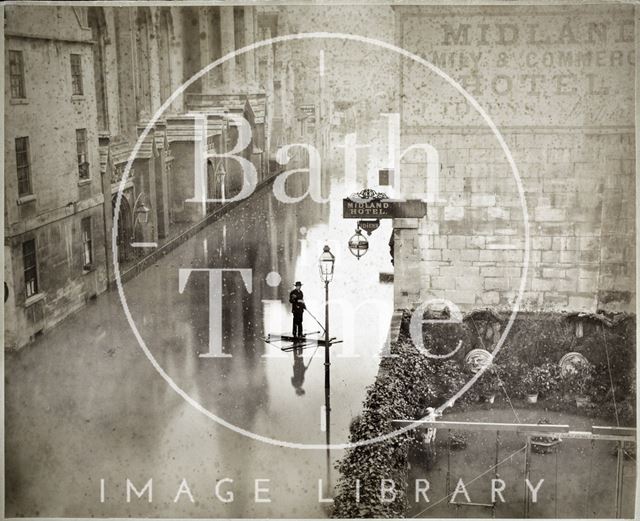 Floods, James Street West and Holy Trinity Church, Bath 1882