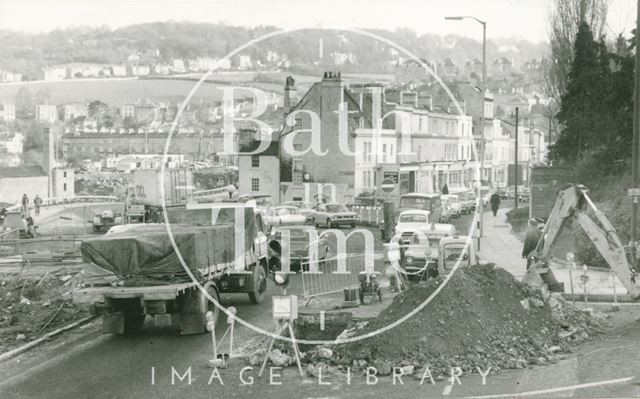 Constructing the new one way system on Claverton Street, Widcombe, Bath 1975