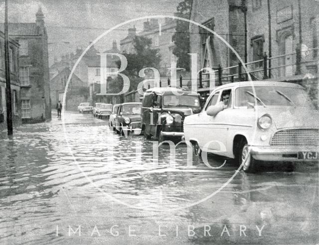 Flooding on Weston High Street, Bath 1964