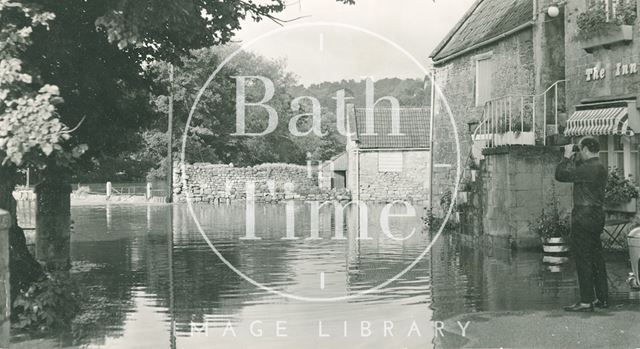 Flooding outside the Inn, Freshford 1968