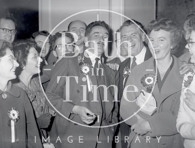 Election supporters after the results of the election at Bath 1959