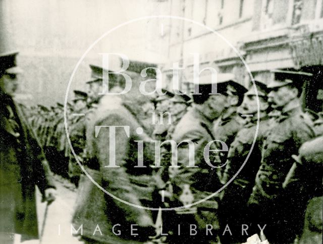 Military Parade on Bath High Street during WWI c.1917