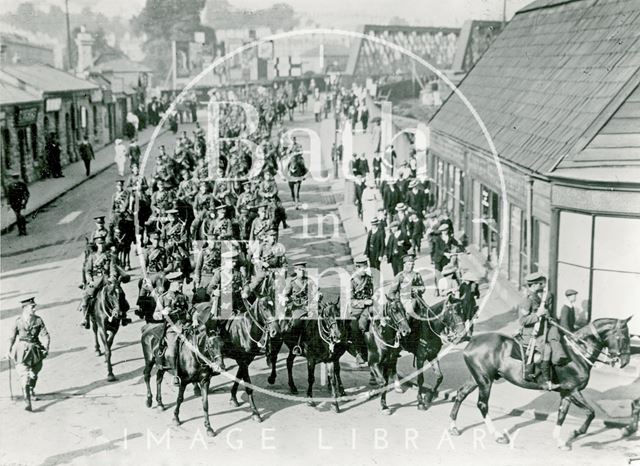 Military Parade on Midland Bridge Road, Bath c.1914