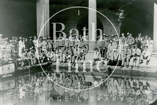 Convalescing soldiers at the Roman Baths, Bath 1916