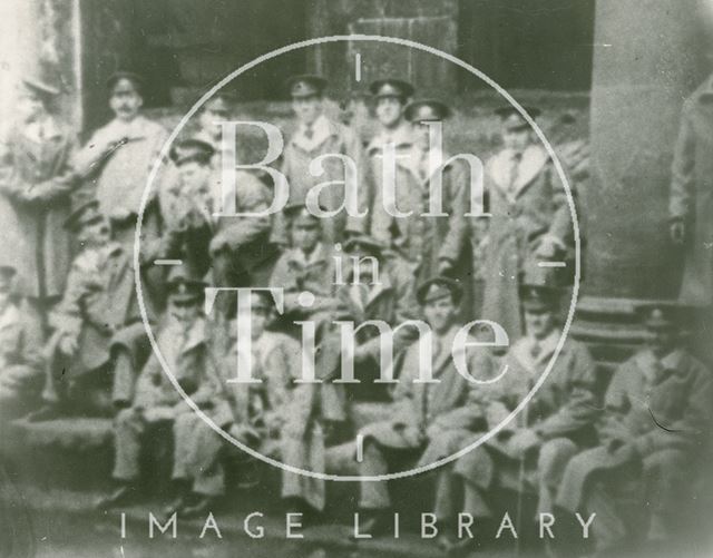 Troops pose by the Roman Baths, Bath c.1916