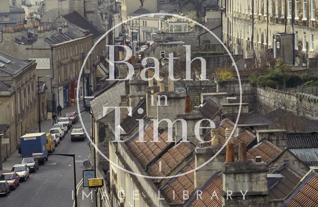 Looking south from the roof of St. Swithin's Church, Walcot Street, Bath 1992