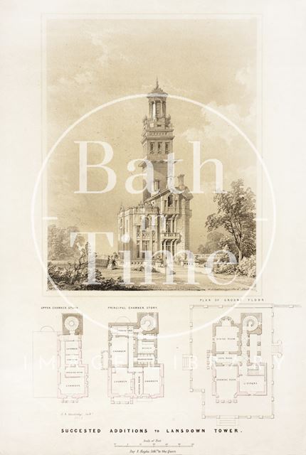 Suggested Additions to Lansdown Tower, Bath (with plans below) 1845