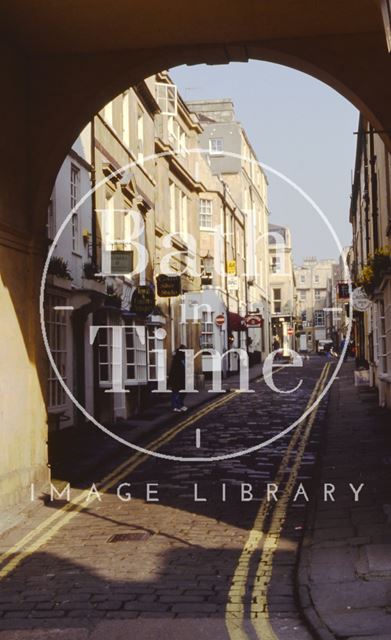 Looking through Trim Bridge and up Queen Street, Bath 1992