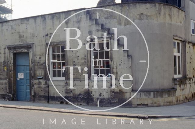 Shrapnel damage, old Employment Exchange, James Street West, Bath 1992