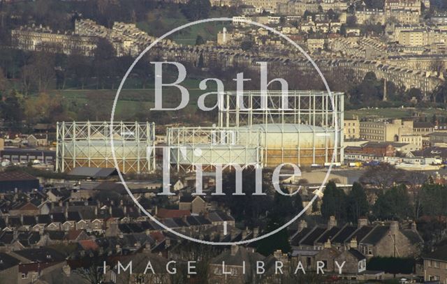 Gas holders from the Hollow, Twerton, Bath 1993