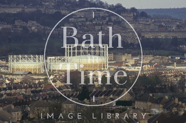 Gas holders from the Hollow, Twerton, Bath 1993