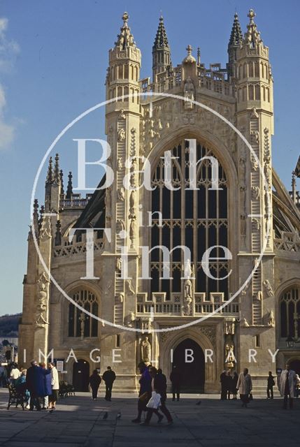 Bath Abbey, newly cleaned west front 1993