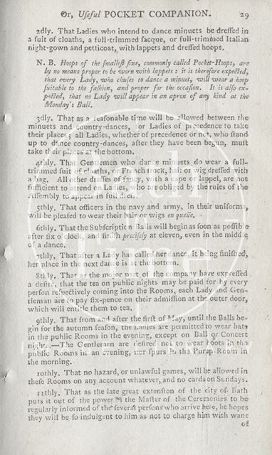 Regulations for the Company in Bath 1780