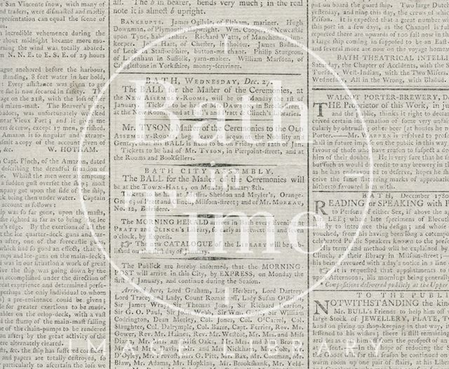 Announcing Balls at both the Old and New Assembly Rooms, Bath 1780