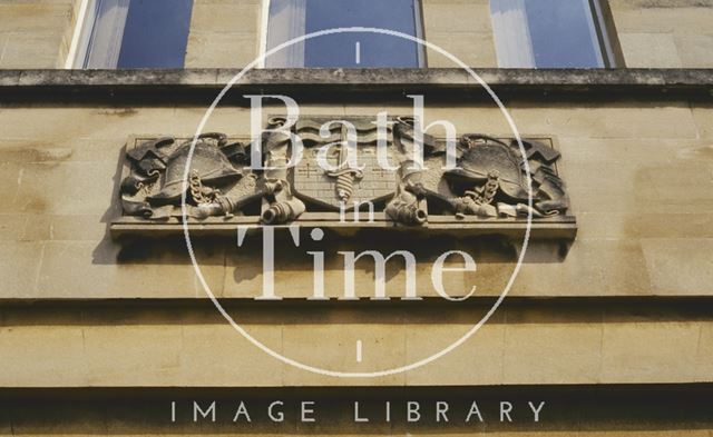 Insignia above Bath Fire Station, Bathwick Street, Bath 1993