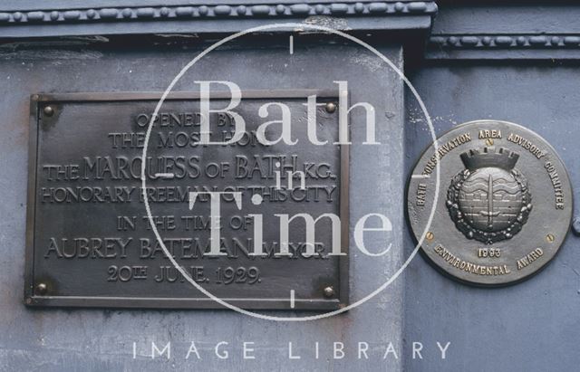 Plaque on Cleveland Bridge, Bath 1994