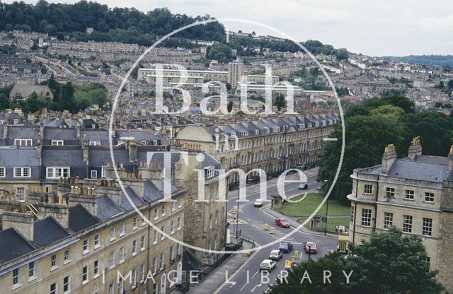 View of Sydney Place and Snow Hill from St. Mary's Church, Bathwick, Bath 1994