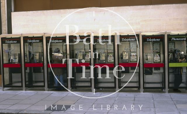 A row of telephone booths, New Orchard Street, Bath 1997