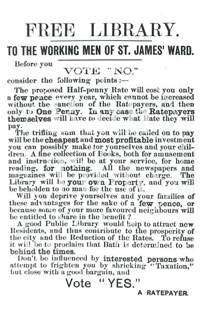 Appeal to vote for a public library in Bath 1880