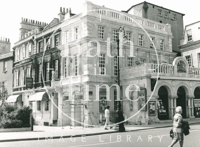 Theatre Royal after restoration work and the Garrick's Head, Bath 1975