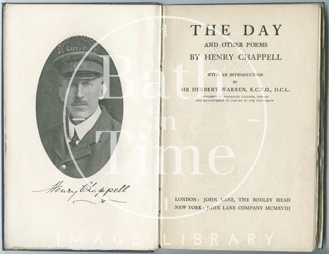 Title page to the Day and other Poems by Henry Chappell including portrait 1918