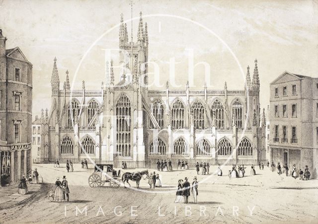 Bath Abbey from the Market Place c.1850