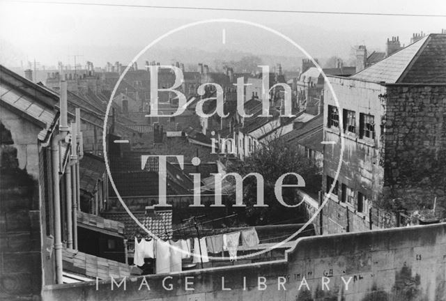 Backs of Lampard's Buildings (left) and Ballance Street (right) from above Ballance Street, Bath c.1965