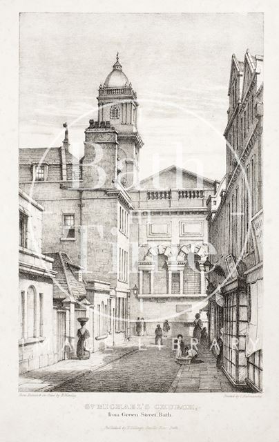 St. Michael's Church from Green Street, Bath c.1835