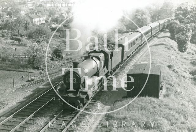 G.W.R. Hall train approaching Sydney Gardens tunnel east of Bath Spa Station c.1960