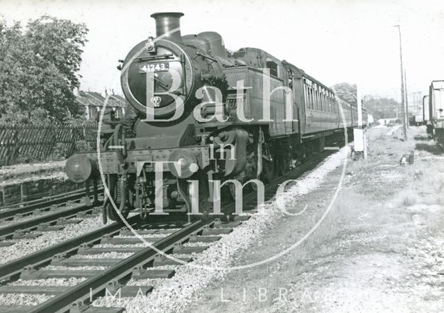 Engine No. 41243 passing the former station at Weston, Bath c.1960