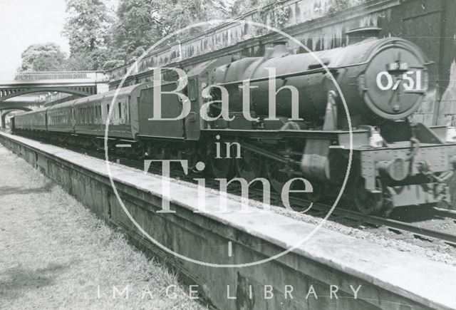 County class locomotive passing through Sydney Gardens, Bath c.1960