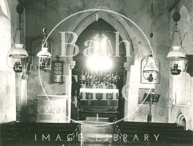 The interior of Ditteridge Church, Wiltshire c.1920