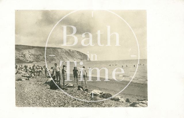 Seaside scene on Swanage Beach, Dorset c.1920