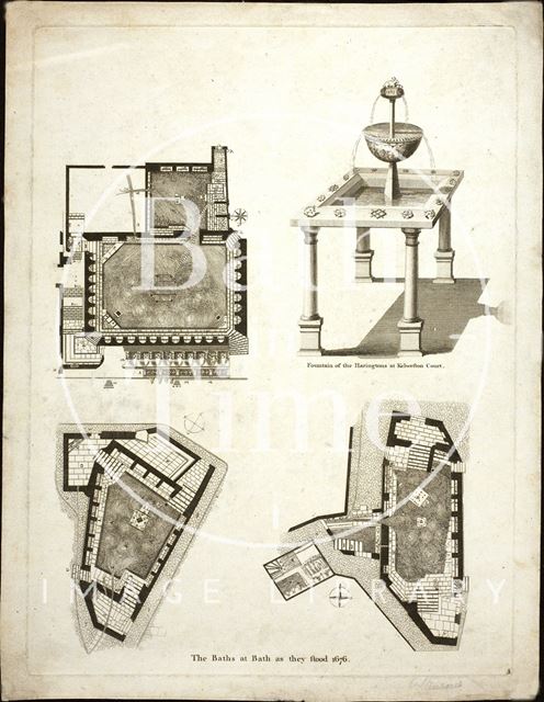 The Baths as they stood, Bath (1676) 1791