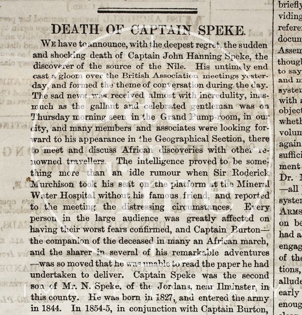 Death of Captain Speke 1864