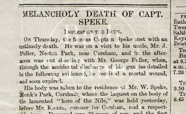 Inquest of Captain Speke 1864