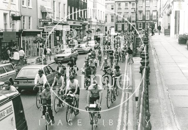 Charity cyclists in George Street, Bath c.1986?