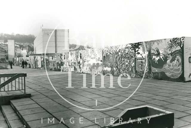 Murals on the Podium site above Walcot Street Car Park, Bath 1985