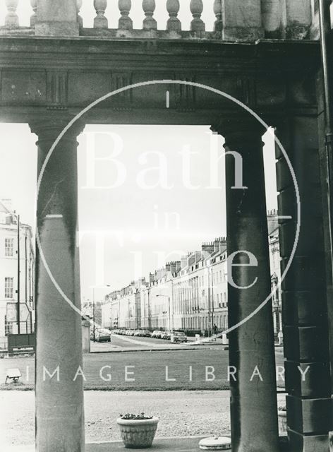 Great Pulteney Street from under the portico of the Holburne Museum, Bath 1983